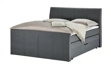 Boxspringbett mit Bettkasten und Topper Anthrazit H2 & H3 160 cm