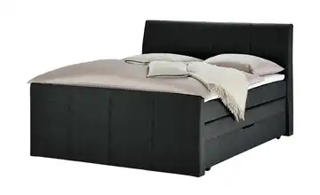 Boxspringbett mit Bettkasten und Topper Schwarz H2 & H3 160 cm