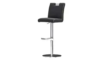 Barhocker Leder Gestell rund Schwarz