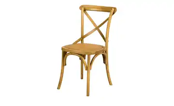 Holz-Stuhl mit Rattan-Sitzfläche in Antikoptik Natur