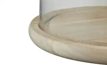 Glasglocke mit Holztablett