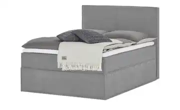 Boxi Boxspringbett 140 x 200 cm Boxi Hellgrau, Anthrazit 140 cm H2 & H3 Viscoschaumkern Velours