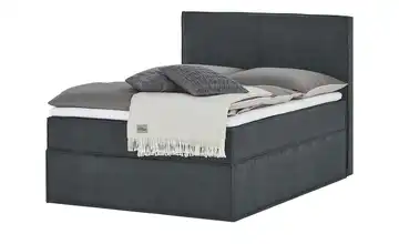 Boxi Boxspringbett Boxi Anthrazit 140 cm Velours hart Viscoschaumkern