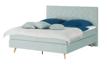 SKAGEN BEDS Boxspringbett Weave Eisblau 180 cm H2 & H3