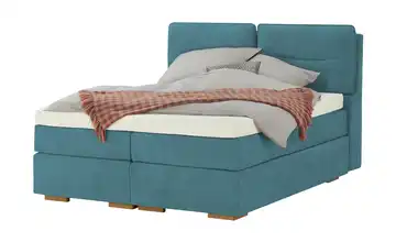 Wohnwert Boxspringbett mit Bettkasten Dormian Besta 200 cm H2 & H4 Petrol (Blau-Grün)