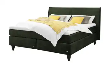 RUF Boxspringbett Aurelia Dunkelgrün 200 cm H3 Fußfarbe Schwarz