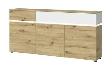 Sideboard Soft-Close Cremeweiß, Eiche Artisan (Nachbildung)