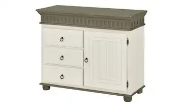 Kommode | Kiefer Weiß / Kiefer lavafarben, 3 Schübe / 1 Tür