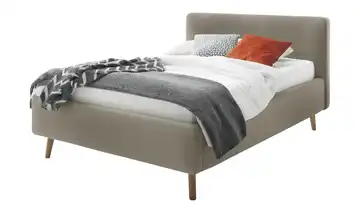 Polsterbett mit Bettkasten Taupe Webstoff fein 140 cm mit Bettkasten