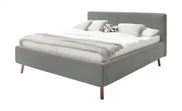 Polsterbett mit Bettkasten Grau Webstoff fein 160 cm mit Bettkasten