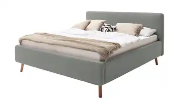 Polsterbettgestell mit Bettkasten Grau 160 cm Webstoff fein mit Bettkasten
