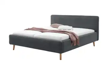 Polsterbett Anthrazit Cordstoff ohne Bettkasten 180 cm Eiche
