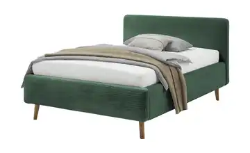 Polsterbett mit Bettkasten Dunkelgrün Cordstoff mit Bettkasten 140 cm Eiche