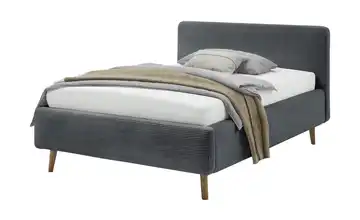 Polsterbett mit Bettkasten Anthrazit Cordstoff mit Bettkasten 140 cm Eiche
