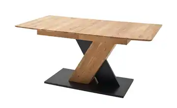 Woodford Säulentisch  ausziehbar Wildeiche, geölt Schwarz X-Säule 180 cm