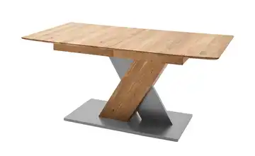 Woodford Säulentisch  ausziehbar geölt, Wildeiche Grau X-Säule 180 cm