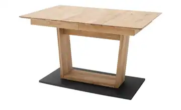 Woodford Säulentisch  ausziehbar geölt, Wildeiche Schwarz U-Säule 140 cm