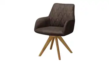 Woodford Armlehnstuhl Bristol Mikrofaser Armlehne, Drehfunktion Stativgestell Eiche, geölt Braun