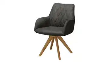 Woodford Armlehnstuhl Bristol Mikrofaser Armlehne, Drehfunktion Stativgestell Eiche, geölt Grau