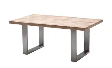 Woodford Kufentisch Lavello Eiche gekälkt 220 cm edelstahlfarben, gebürstet