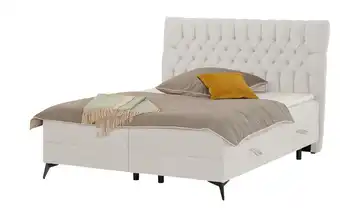 Polsterbett mit Bettkasten 160 cm Creme