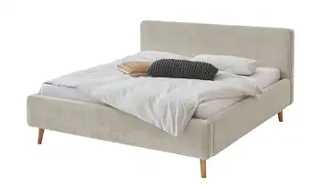 Polsterbett Beige Bouclé ohne Bettkasten 180 cm Eiche