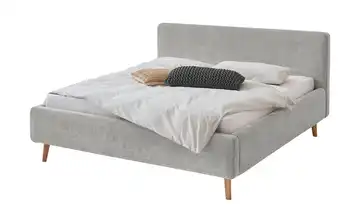 Polsterbett Grau Bouclé ohne Bettkasten 160 cm Eiche