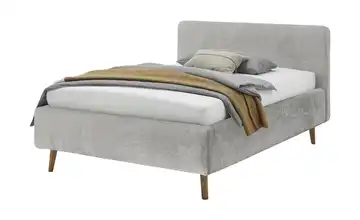 Polsterbett mit Bettkasten Grau Bouclé mit Bettkasten 140 cm Eiche