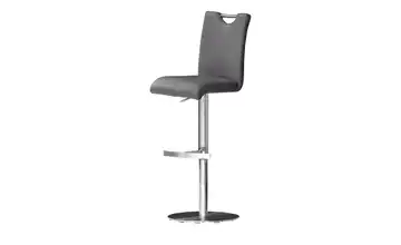 Barhocker Gestell rund Kunstleder Grau
