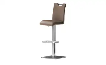 Barhocker Gestell eckig Leder Cappuccino