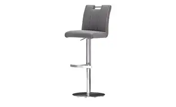 Barhocker Kunstleder Gestell rund Grau