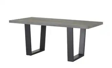 Woodford Massivholztisch mit Kufengestell Pantheon Kufen (trapezförmig) Anthrazit gerade Tischkante Eiche Grau 180 cm