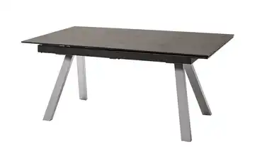 Keramiktisch ausziehbar Anthrazit edelstahlfarben, gebürstet