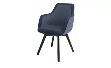 Dine + Mine Armlehnstuhl mit Massivholzgestell Corby Blau Buche, Schwarz, lackiert Armlehne, Drehfunktion