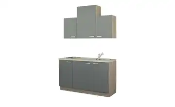Küchenzeile mit Elektrogeräten Anthrazit, matt Anthrazit / Bergeiche (Nachbildung) Ausführung links