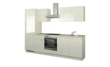 Küchenzeile mit Elektrogeräten Creme, Hochglanz Magnolia (Creme) Ausführung links