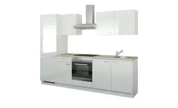 Küchenzeile mit Elektrogeräten Weiß, Hochglanz Weiß Ausführung links