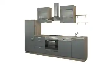 Küchenzeile ohne Elektrogeräte Anthrazit, matt Anthrazit / Bergeiche (Nachbildung) Ausführung links