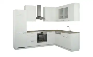 Winkelküche ohne Elektrogeräte Weiß, matt Weiß Ausführung links