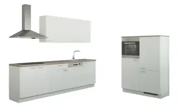 Küchenzeile ohne Elektrogeräten Weiß, matt Weiß Ausführung rechts