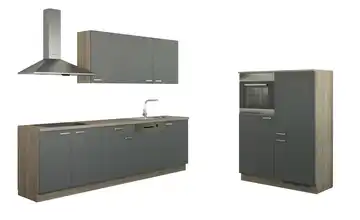 Küchenzeile ohne Elektrogeräten Anthrazit, matt Anthrazit / Bergeiche (Nachbildung) Ausführung rechts