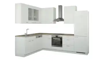 Winkelküche ohne Elektrogeräte Weiß, matt Weiß Ausführung rechts