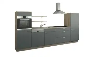 Küchenzeile ohne Elektrogeräte Anthrazit, matt Anthrazit / Bergeiche (Nachbildung) Ausführung rechts