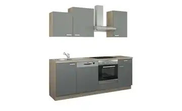 Küchenzeile mit Elektrogeräten Anthrazit, matt Anthrazit / Bergeiche (Nachbildung) Ausführung rechts