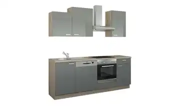 Küchenzeile mit Elektrogeräten Anthrazit, Hochglanz Anthrazit / Bergeiche (Nachbildung) Ausführung rechts