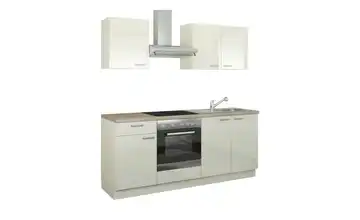 Küchenzeile mit Elektrogeräten Creme, Hochglanz Magnolia (Creme) Ausführung links