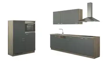Küchenzeile ohne Elektrogeräten Anthrazit, matt Anthrazit / Bergeiche (Nachbildung) Ausführung links