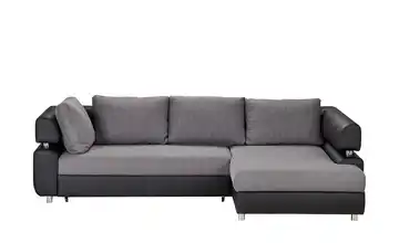 Twist Ecksofa mit Schlaffunktion Panama Schwarz rechts Erweiterte Funktion Elefantengrau