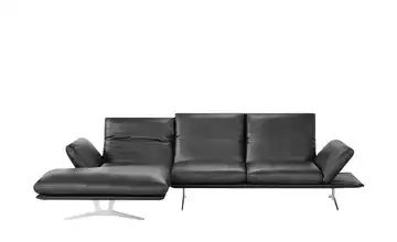 KOINOR Ecksofa Echtleder - schwarz Francis