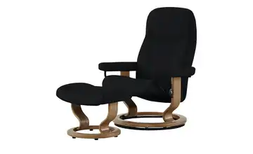 Stressless Relaxsessel mit Hocker Leder Consul  Classic L Schwarz Eiche